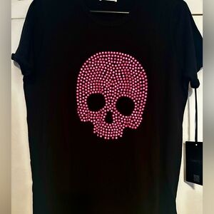 NWOT Lauren Moshi Pink Stud Skull Tee